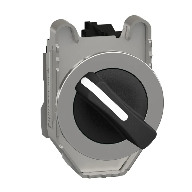 Selector Switch Flush Mounted, Harmony XB4, Metal, Black, 30mm, 2 Positions, Spring Return Right To Left, 1NO
