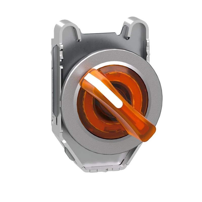 Head For Illuminated Selector Switch, Harmony XB4, Metal, Orange Handle, 30mm, Universal LED, 2 Positions