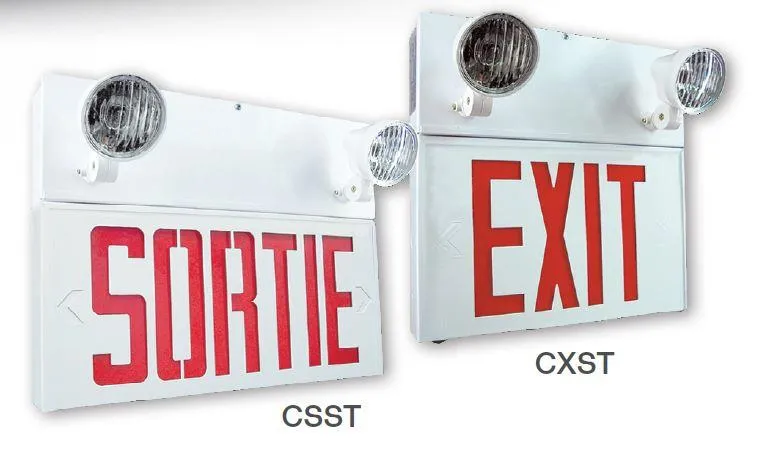 COMBO STEEL EXIT 6VDC 36W 1 FACE 2-HEAD 9W TUNGSTEN