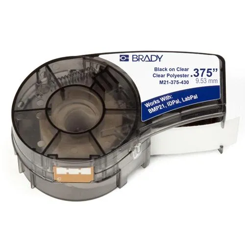 LABEL POLYESTER 0.375"X21' CARTRIDGE BLACK ON CLEAR