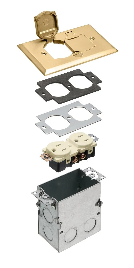 FLOOR BOX KIT & COVER 1G FOR RECEPTACLE