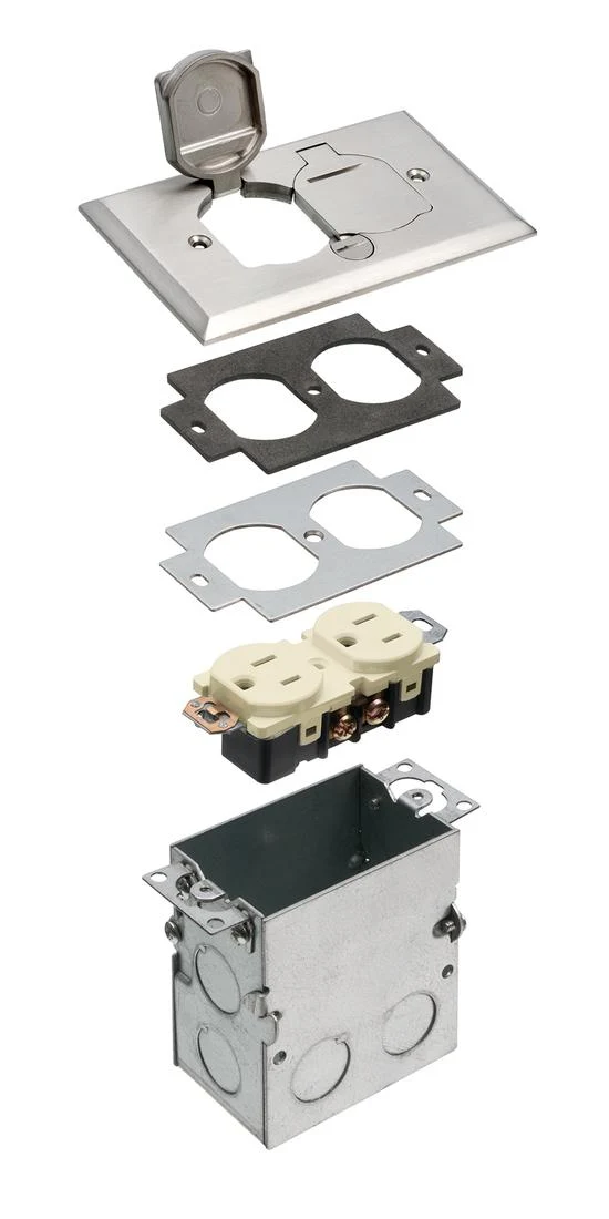 FLOOR BOX KIT & COVER 1G FOR RECEPTACLE