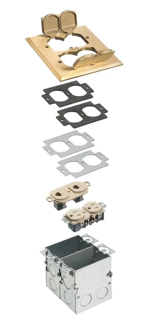 FLOOR BOX KIT & COVER 2G FOR RECEPTACLE