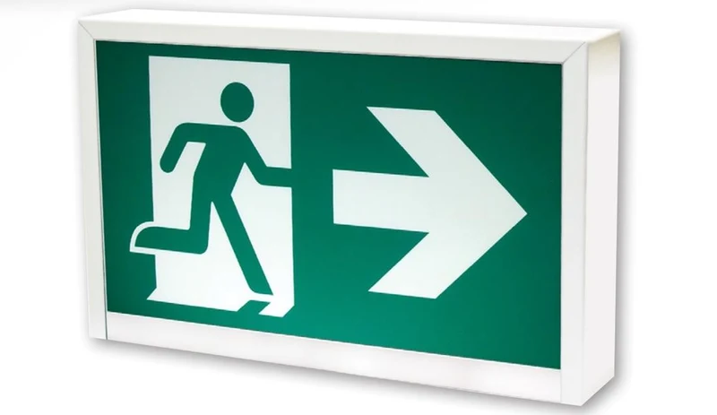 EXIT STEEL PICTOGRAM 2 FACE LED SELF-POWERED 90 MIN.