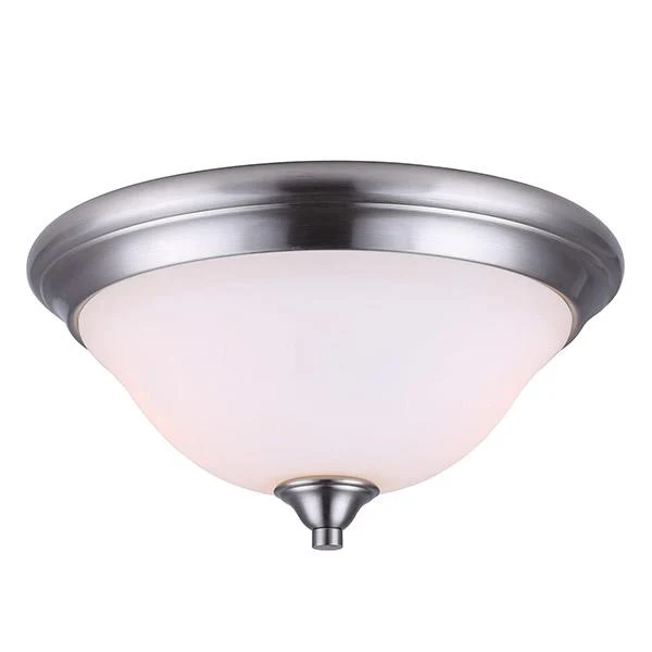 FIXTURE CEILING ROUND 2X60W A19 OPAL GLASS BRUSHED NICKEL