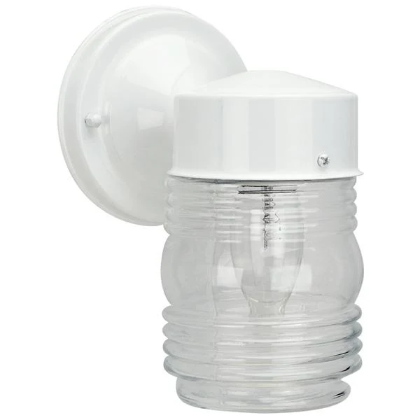 FIXTURE WALL OUTDOOR 6"H CLEAR GLASS 60W WHITE
