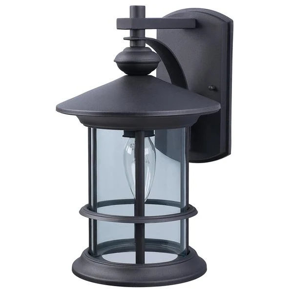 FIXTURE WALL OUTDOOR CLEAR GLASS 100W BLACK