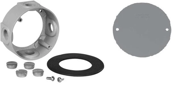 BOX WEATHERPROOF ALUMINUM ROUND 4"X1-1/2" HOLE 3/4" GRAY