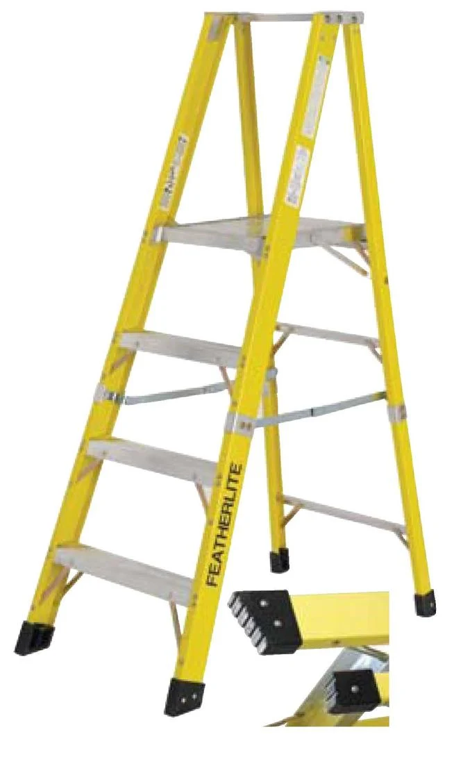 STEP LADDER PLATFORM 5' FIBERGLASS TYPE 1A 300LBS YELLOW