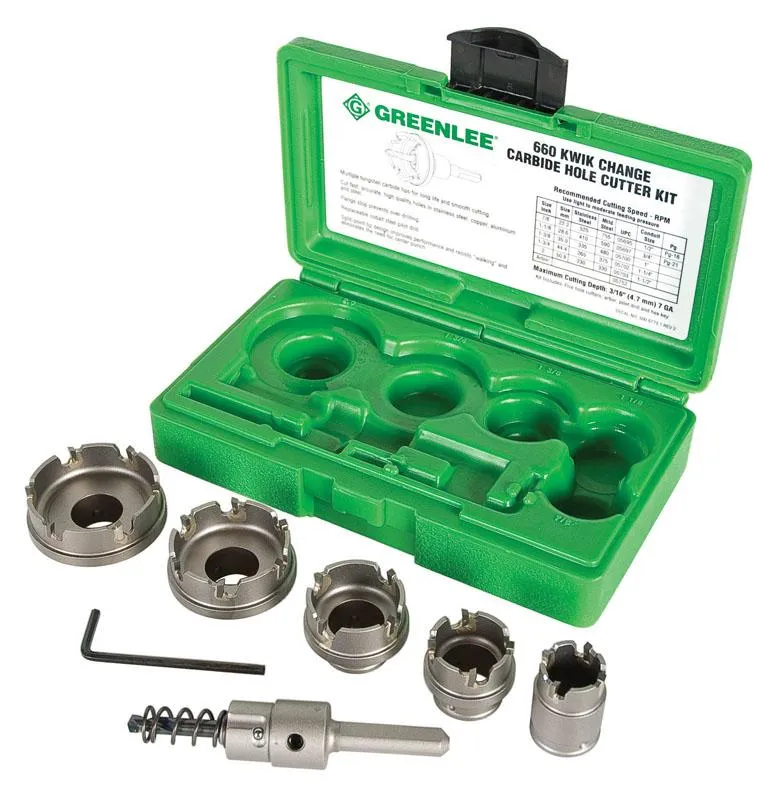 HOLE SAW CARBIDE KIT 7/8 1-1/8 1-3/8 1-3/4" + CASE