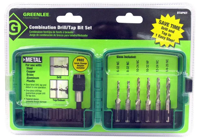 BIT DRILL/TAP KIT 6-32 TO 1/4-20 6 PIECES