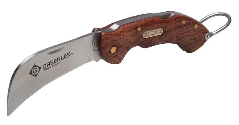 KNIFE HAWKBILL POCKET 2-5/8" WOOD HANDLE SS BLADE