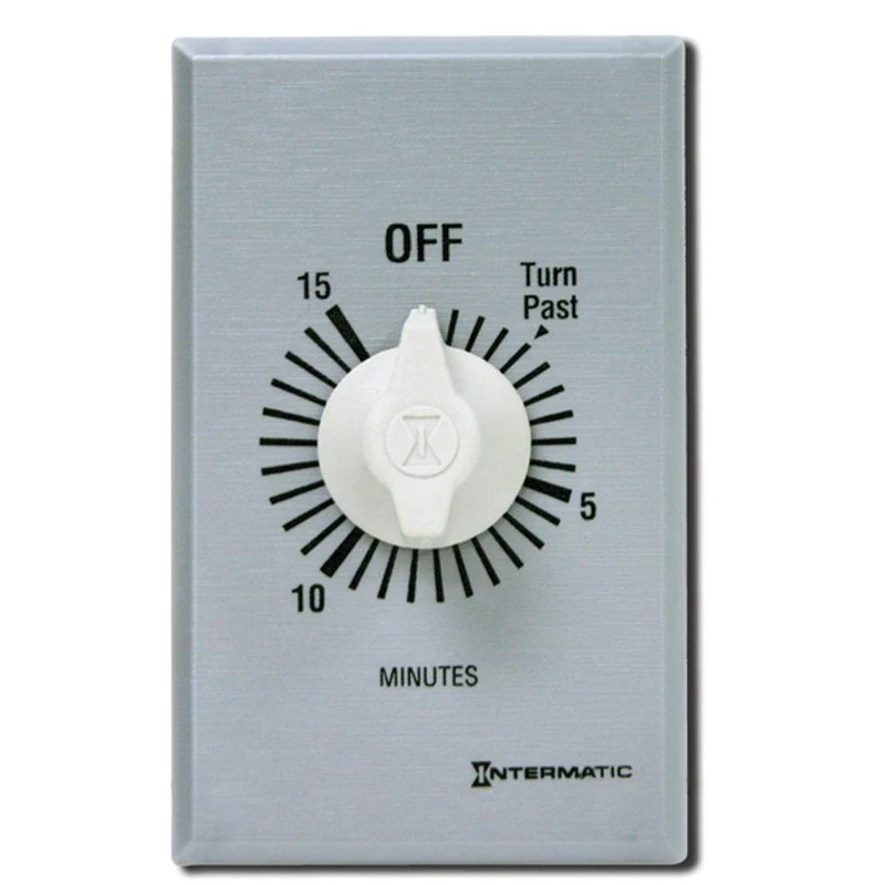 TIMER SPRING WOUND SPST 15-MIN 125-277V & PLATE ALUMINUM