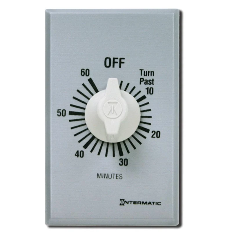 TIMER SPRING WOUND SPST 60-MIN 125-277V & PLATE ALUMINUM