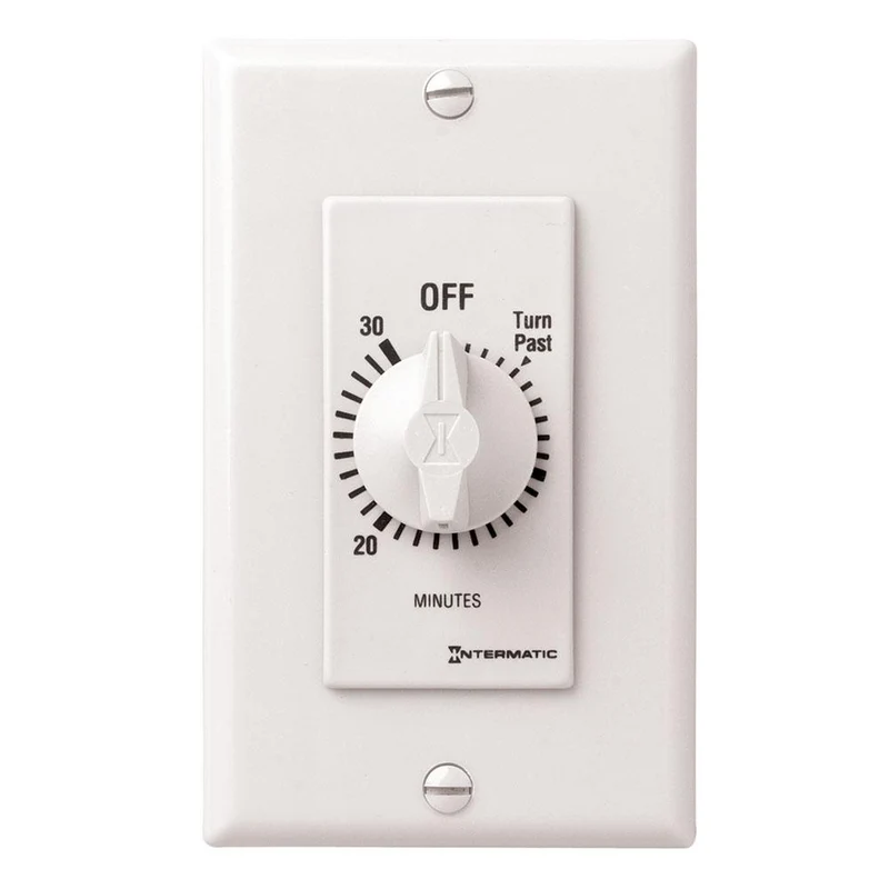 TIMER DECORATOR SPRING WOUND SPST 30-MIN 125-277V WHITE