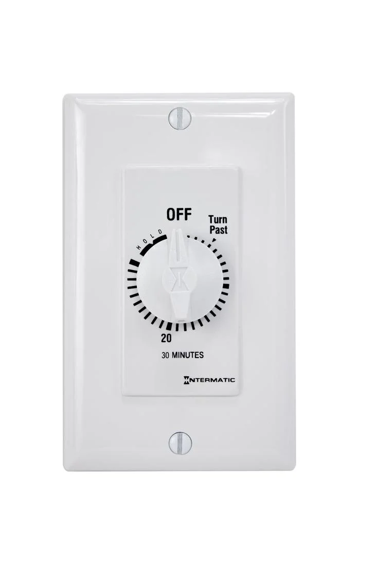 TIMER DECORATOR SPRING WOUND SPST 30-MIN 125-277V WHITE