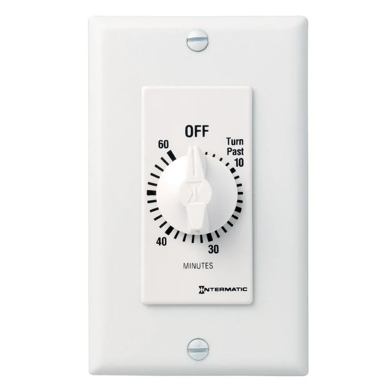 TIMER DECORATOR SPRING WOUND SPST 60-MIN 125-277V WHITE