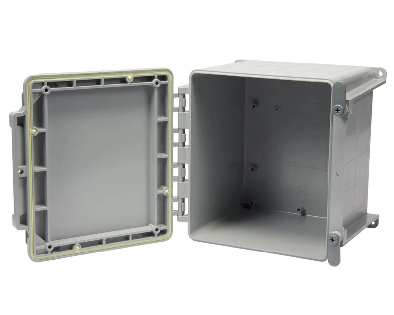 JUNCTION BOX PVC RIGID 8X8X7" WITH HINGED COVER