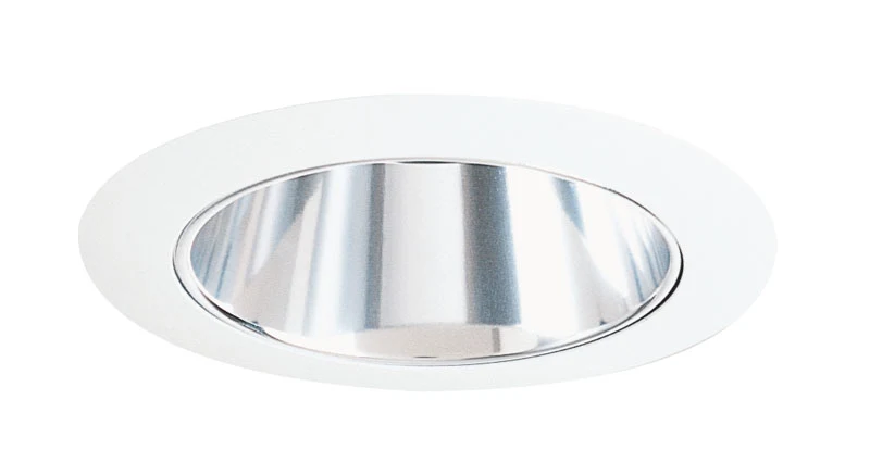 4in downlight cone trim,clear alzak, white trim ring