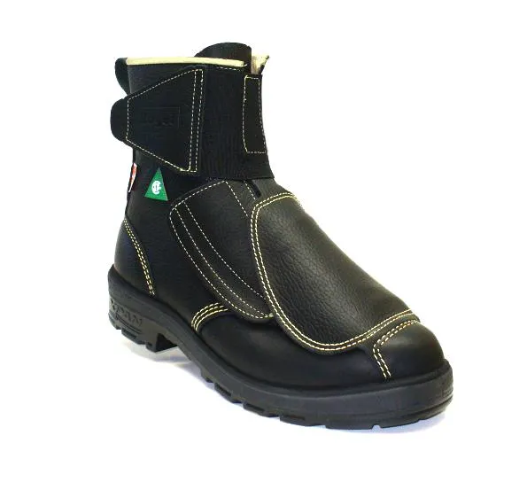 BOOTS 8" SIZE 7.5 LEATHER VELCRO BLACK