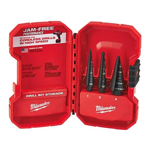 BIT STEP DRILL KIT #1 #2 #4 1/8 TO 7/8" WITH CASE