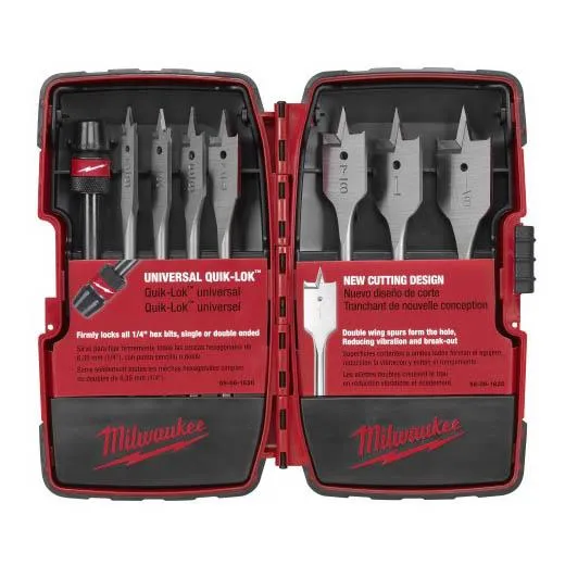 BIT UNIVERSAL QUIK LOK FLAT BORING KIT OF 8 PIECES