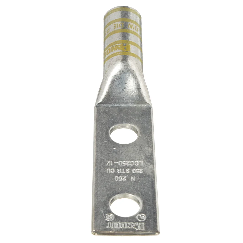 Pan-Lug™ Comp. Lug, 250, Tin Plt Copper, Strt, Two 1/2" Stud, PK10 LCC250-12-X
