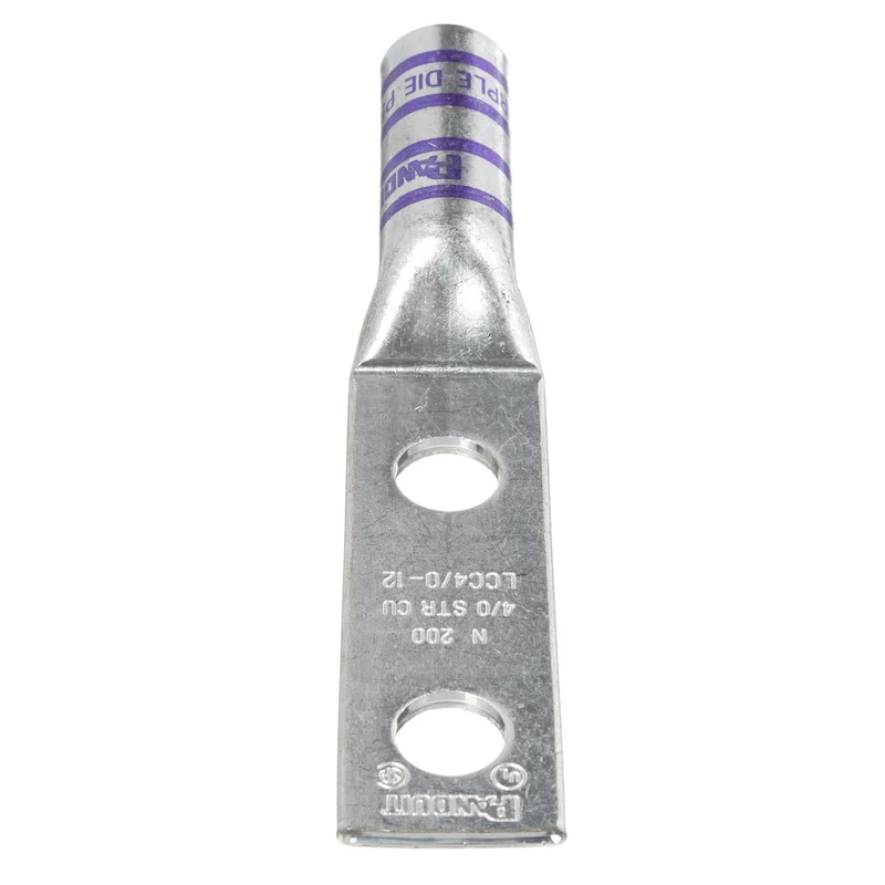 Pan-Lug™ Comp. Lug, 4/0, Tin Plt Copper, Strt, Two 1/2" Stud, PK10 LCC4/0-12-X