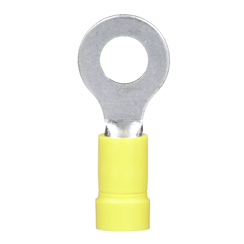 Pan-Term® Ring Terminal, Yellow, Vinyl, 10-12 AWG, 1/4" Stud, PK500 PV10-14R-D