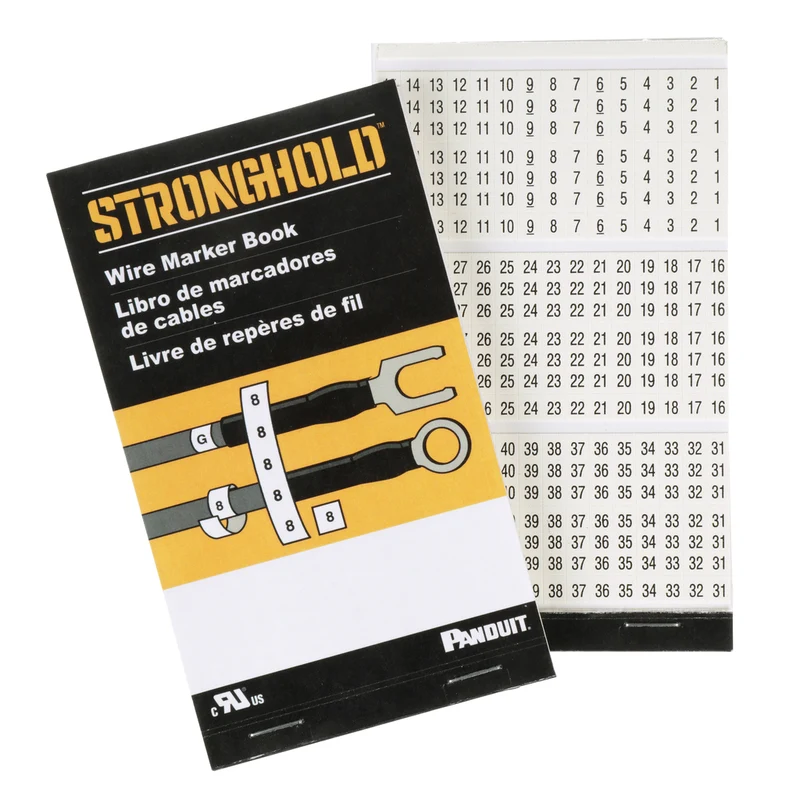StrongHold™ Pre-Printed Wire Marker Book, 14, Vinyl Cloth, White, Black PCMB-14