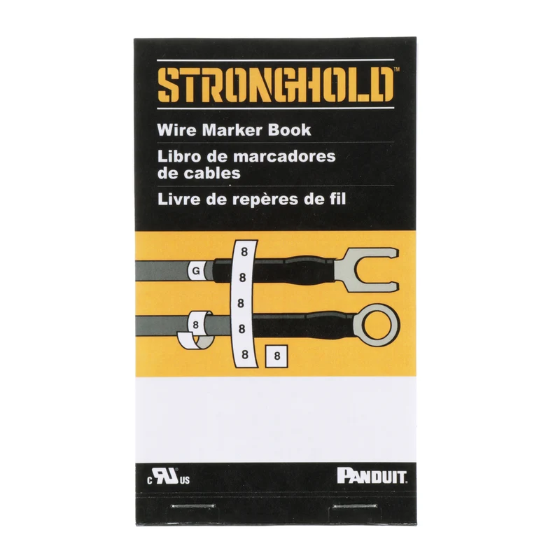 StrongHold™ Pre-Printed Wire Marker Book, 1, Vinyl Cloth, White, Black PCMB-1