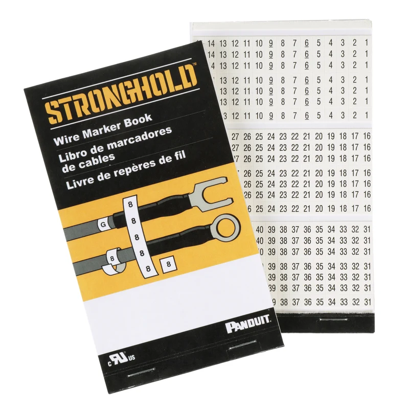 StrongHold™ Pre-Printed Wire Marker Book, 2, Vinyl Cloth, White, Black PCMB-2