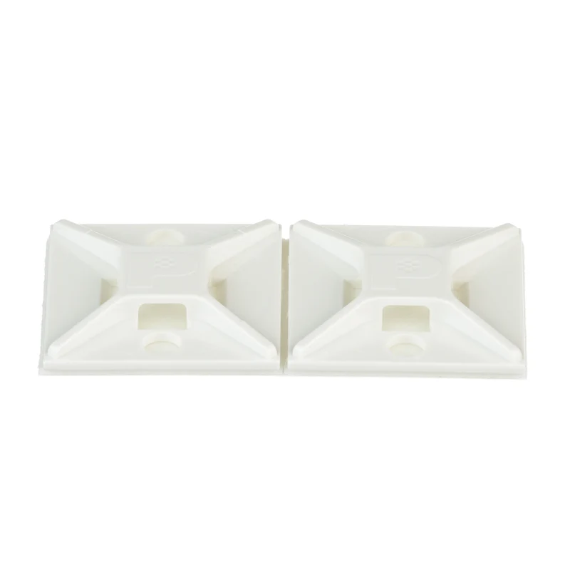Cable Tie Mount, White, ABS, Rubber Adhesive, 1x1", PK100 ABM2S-A-C