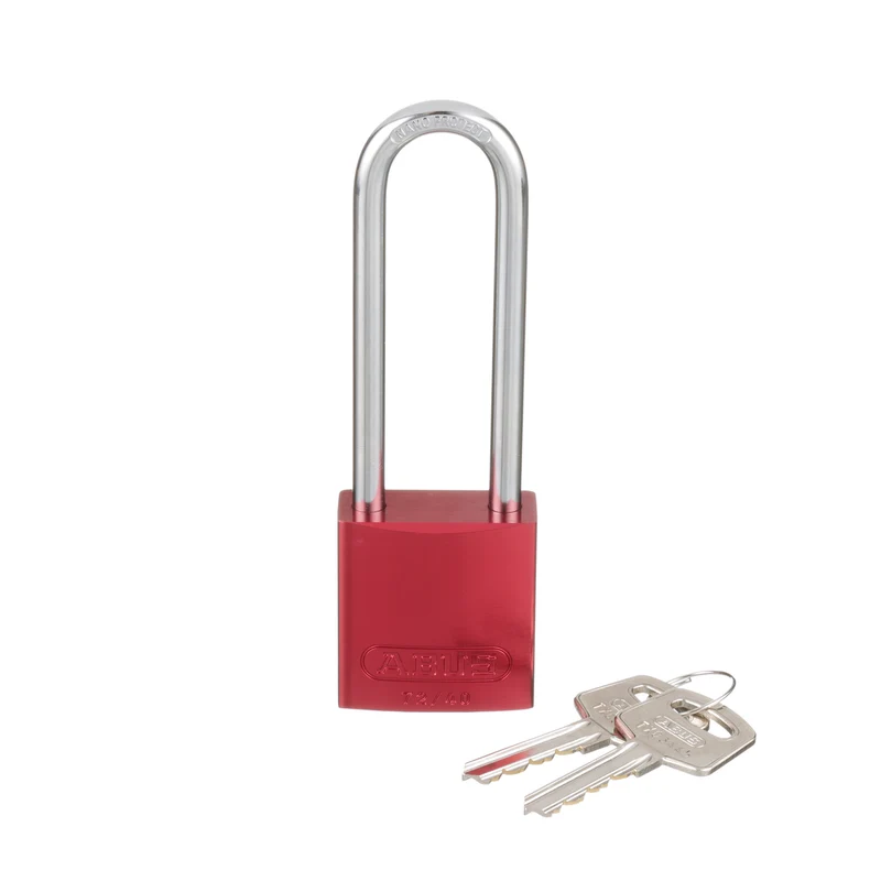 Long Shackle Padlock, Anodized Aluminum/Steel, Red, 1.5", PK1 PSL-7-LS