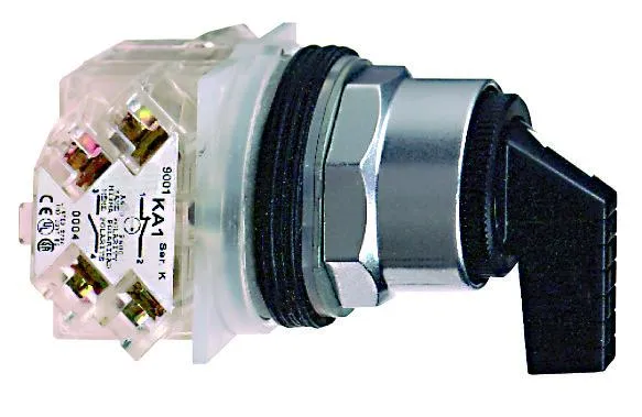 SWITCH SELECTOR 3-POS 30MM NON ILLUM. NO CONT BLOCK BLACK