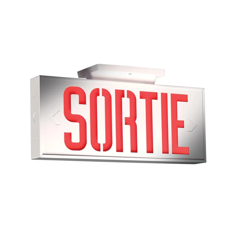 SIGN SORTIE STEEL 2-FACE LED 120-347V SELF POWERED WHITE