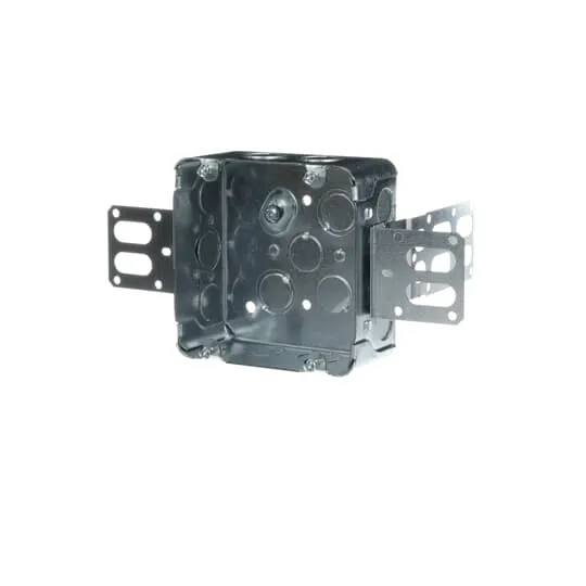 BOX METAL SQUARE 4-11/16X 2-1/8"D W/1/2-3/4" KO & ST STUD
