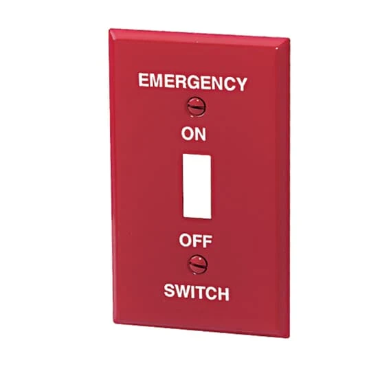 WALLPLATE METAL STAINLESS ST 1G TOGGLE SW EMERGENCY RED