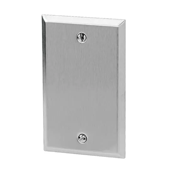 WALLPLATE METAL STAINLESS STEEL 1G BLANK 3-9/32" MOUNT