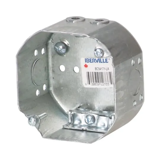 BOX METAL OCTAGONAL 4X 2-1/8"D W/ 1/2" KO FOR NMD/BX