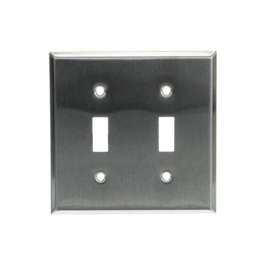 WALLPLATE METAL STAINLESS STEEL 2G FOR 2-TOGGLE SWITCH