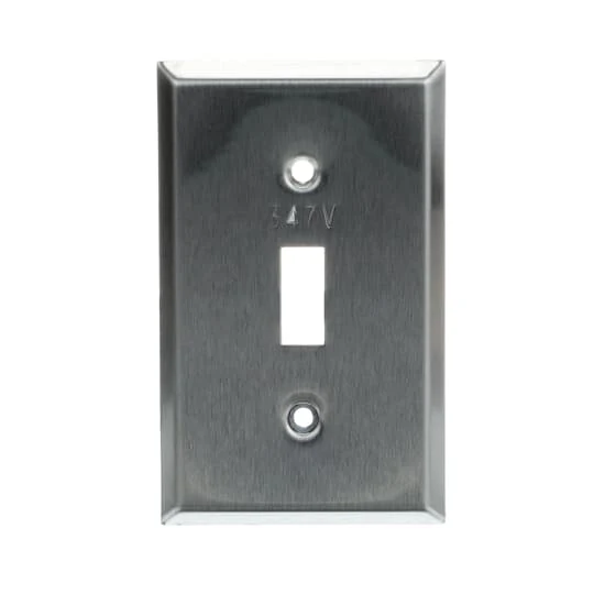 WALLPLATE METAL STAINLESS STEEL 1G 347V FOR 1-TOGGLE SW