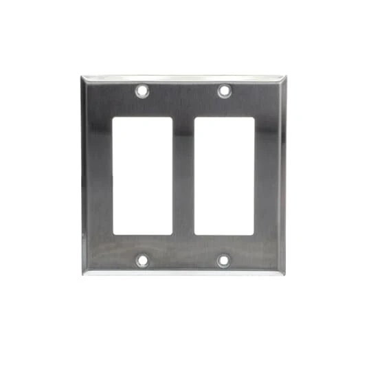 WALLPLATE METAL STAINLESS STEEL 2G FOR 2-DECORA/GFCI DEV
