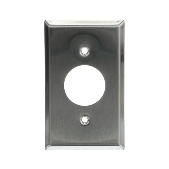 WALLPLATE METAL 1G F/SINGLE 15A RECP 1-13/32" SS