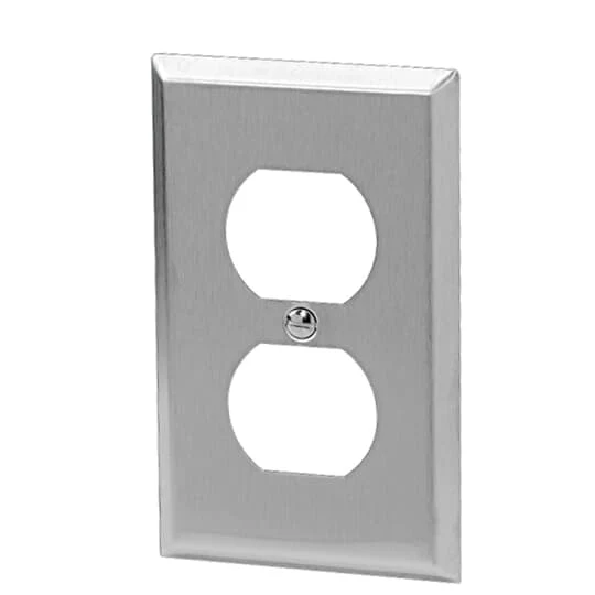 WALLPLATE METAL STAINLESS STEEL 1G FOR 1-DUPLEX RECEPT