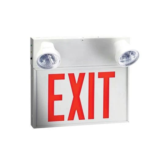 COMBO EXIT STEEL 6V 27W 1-F 2-HEAD LED MR16 4W 120/347V