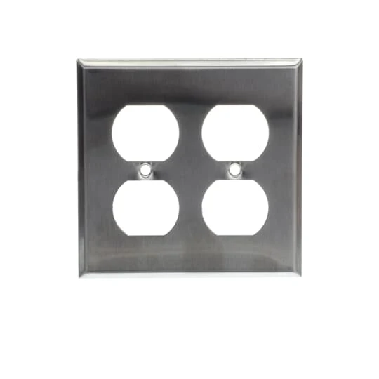 WALLPLATE METAL STAINLESS STEEL 2G FOR 2-DUPLEX RECEPT