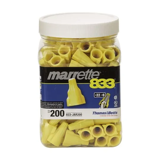 CONNECTOR WIRE NUT FOR 3C#22 TO 3C#10 200/JAR YELLOW