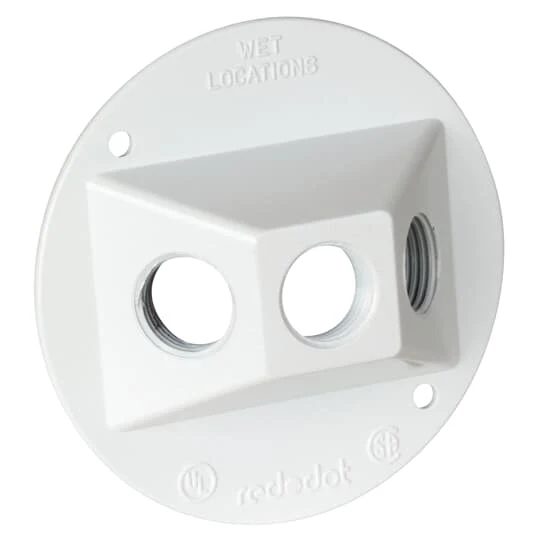 COVER ROUND ALUMINUM 4-1/8" 3-TAPPED HOLE 1/2" WHITE