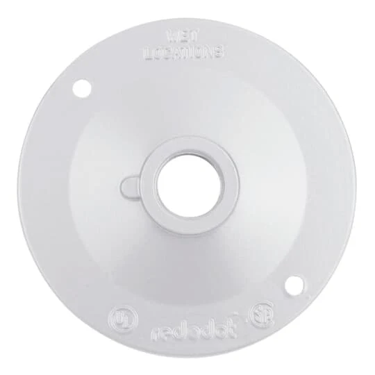 COVER ROUND ALUMINUM 4-1/8"D 1-TAPPED HOLE 1/2" WHITE